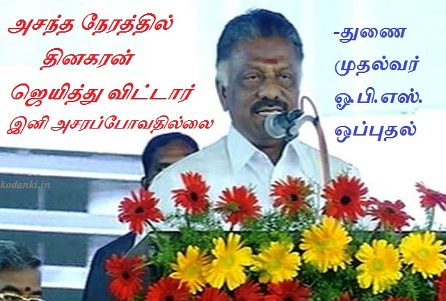 அசந்த நேரத்தில் தினகரன் ஜெயித்து விட்டார் இனி அசரப்போவதில்லை -துணை முதல்வர் ஓ.பி.எஸ். ஒப்புதல்
