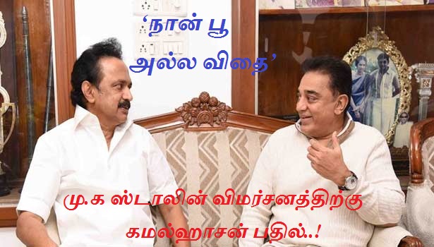 ‘நான் பூ அல்ல விதை’ – மு.க ஸ்டாலின் விமர்சனத்திற்கு கமல்ஹாசன் பதில்