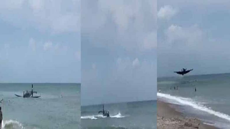தீடிரென்ற கடலில் லேண்ட் ஆன விமானம்!