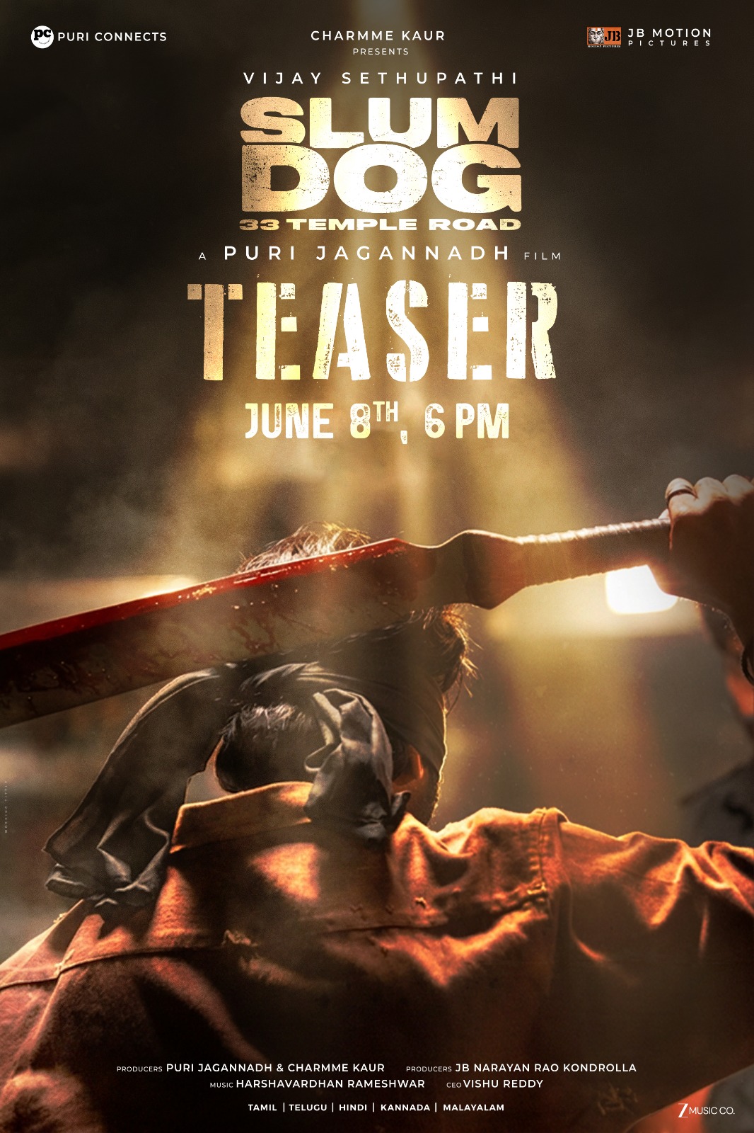 விஜய் சேதுபதி – பூரி ஜெகன்நாத் கூட்டணியின்  “ஸ்லம் டாக்” படத்தின் டீசர் ஜூன் 8-ஆம் தேதி வெளியாகிறது!